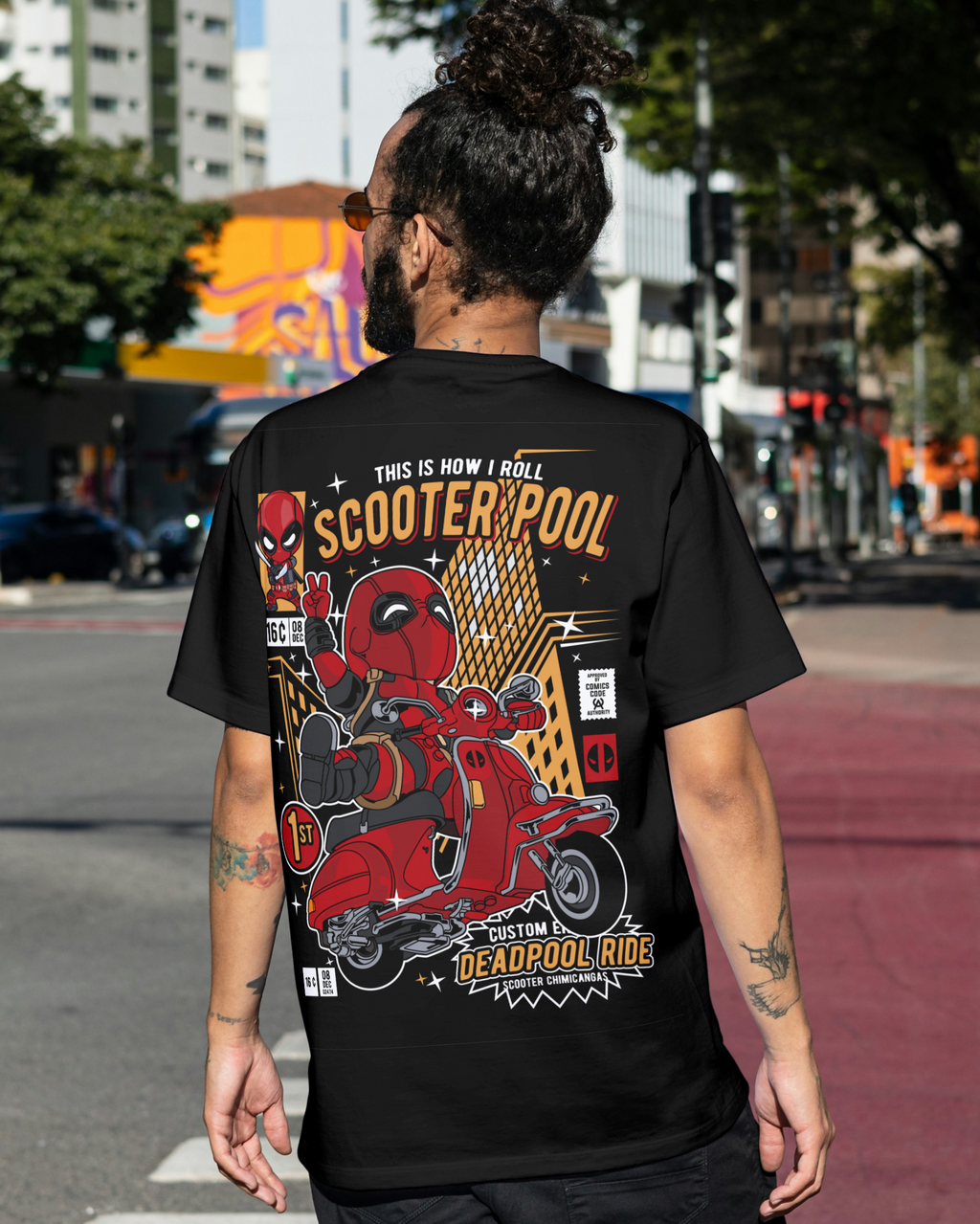 Deadpool Street Ride Oversized Tees